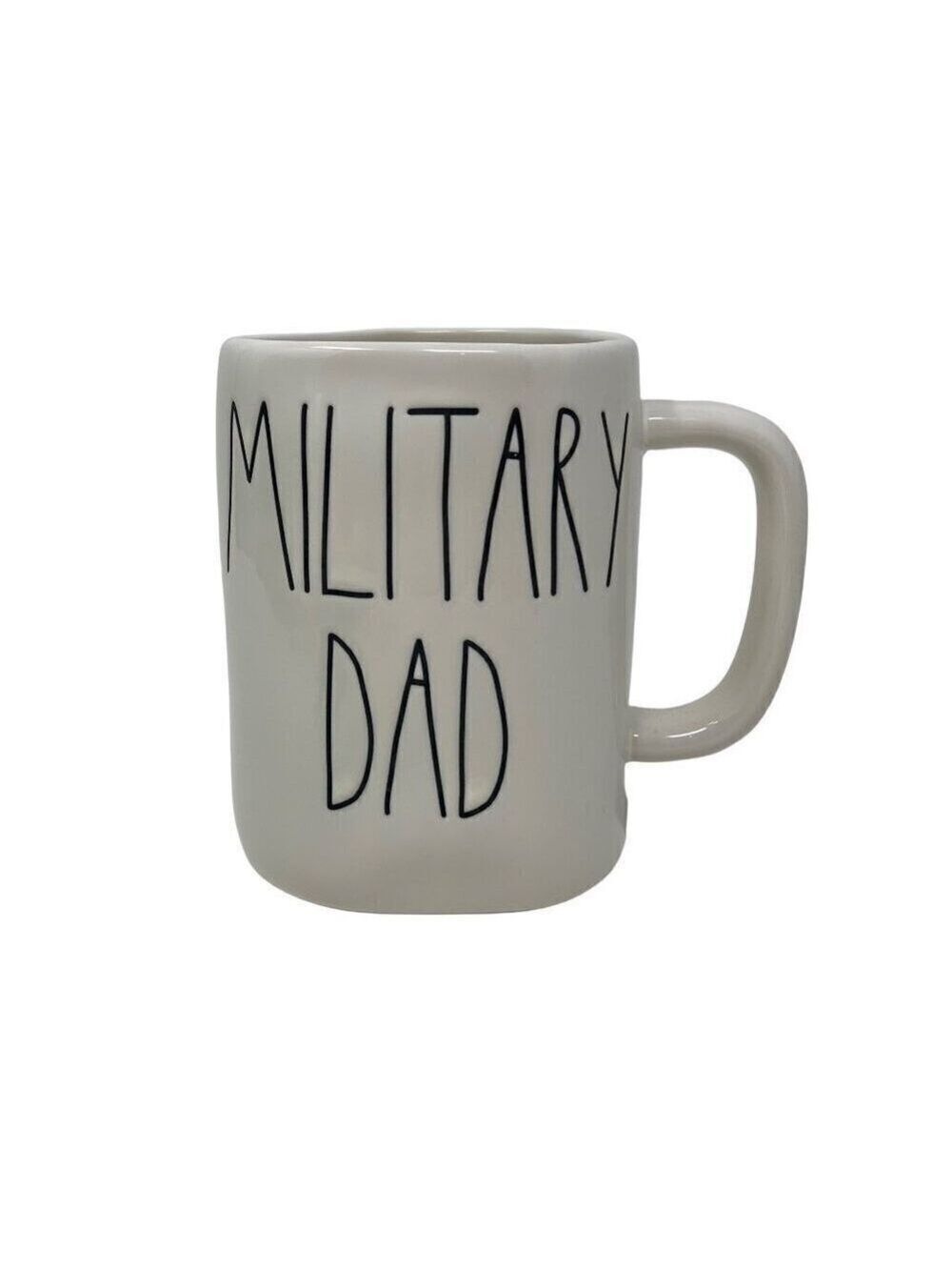 Rae Dunn MILITARY DAD Mug Large Coffee Cup Ceramic Magenta LL Farmhouse Gift Whi